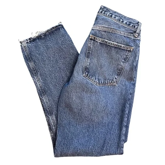 AGOLDE 90s Pinch Waist Straight Leg High Rise Medium Blue Denim Jeans Size 30 - Picture 7 of 12